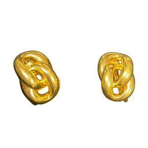 Vintage Signed Napier Gold Tone Knot Clip-On Womens Earrings